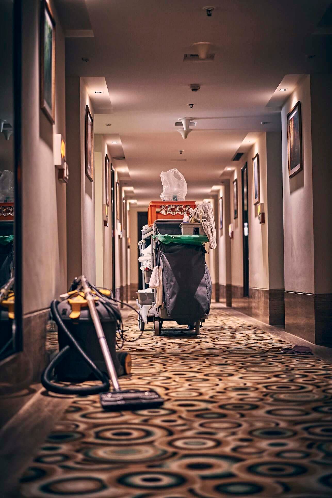 Professional cleaner in a modern environment